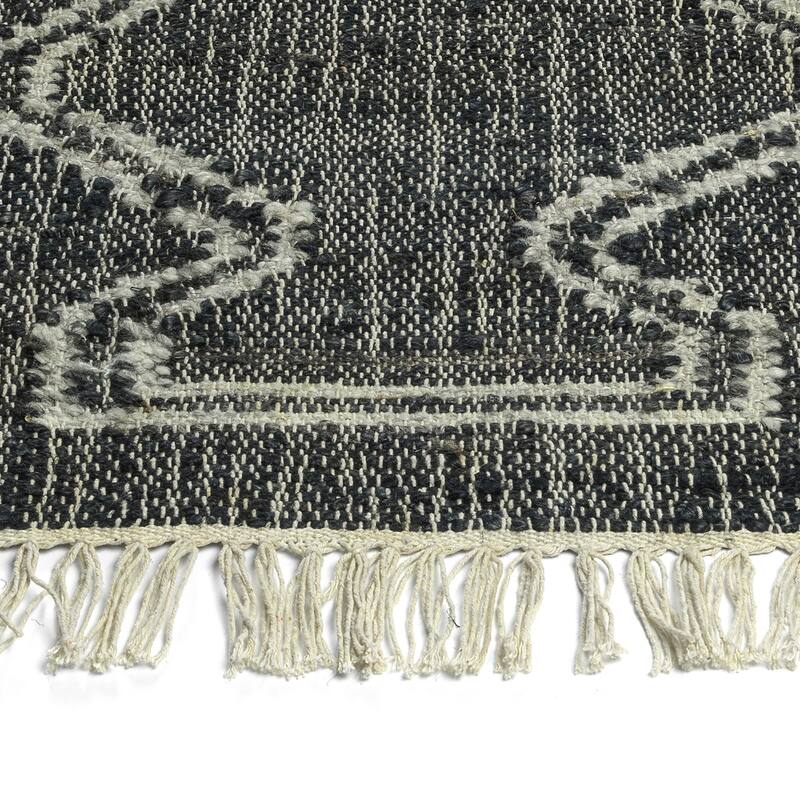 Natural Jute Black Hand-Made Indoor Area Rug