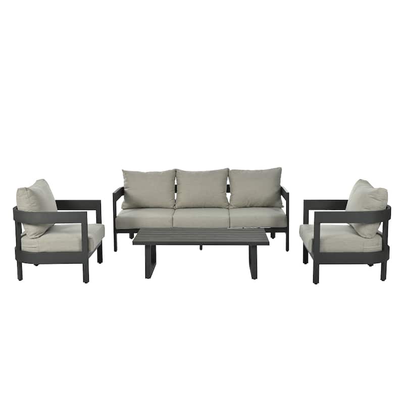 Outdoor Seating Set with Table and Thick Cushions for Lawns (Set of 4)