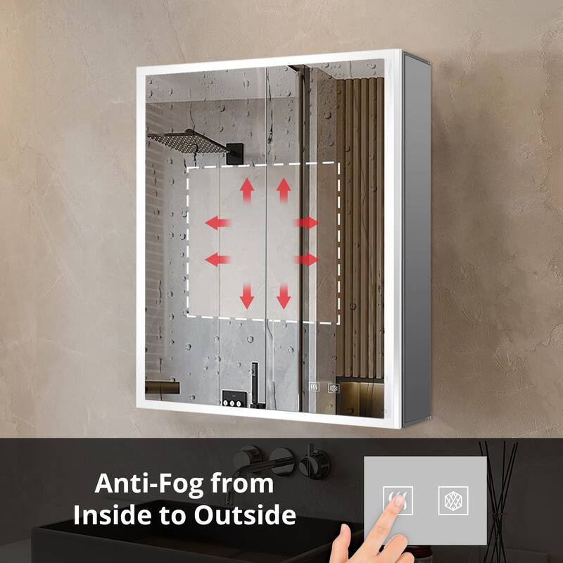 Mesa Surface-Mount LED Mirror Medicine Cabinet with Defogger