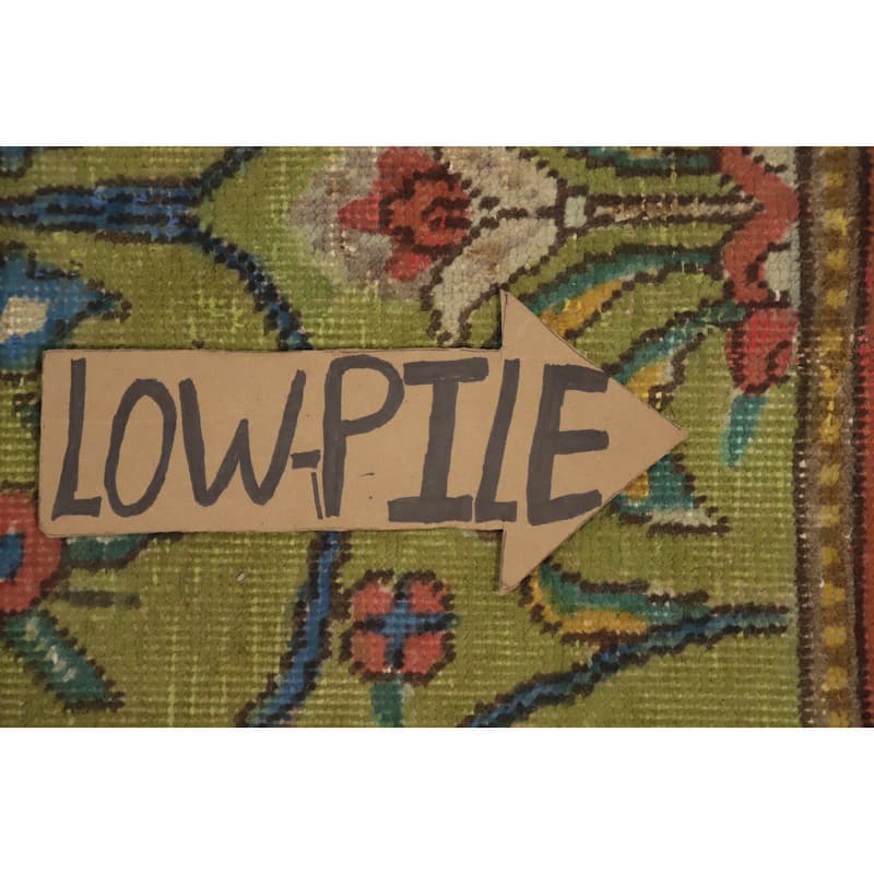 Hand Knotted Oriental 100% Wool Carpet Traditional Floral Green Tabriz Area Rug - 12' 7'' X 9' 9''
