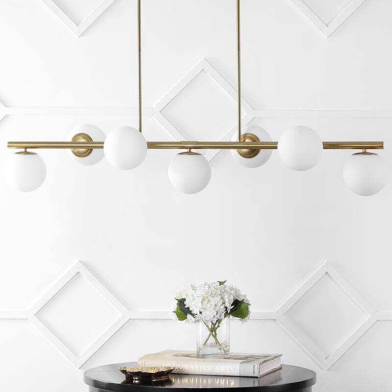 Luca Parisian 53" 7-Light Modern Glam Iron Globe Linear LED Pendant by JONATHAN Y
