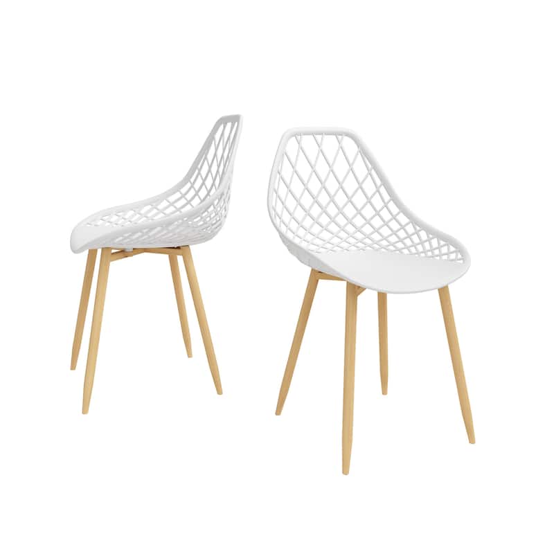 Jamesdar Kurv Mid-Century Dining Chair (Set of 2) - White/Natural