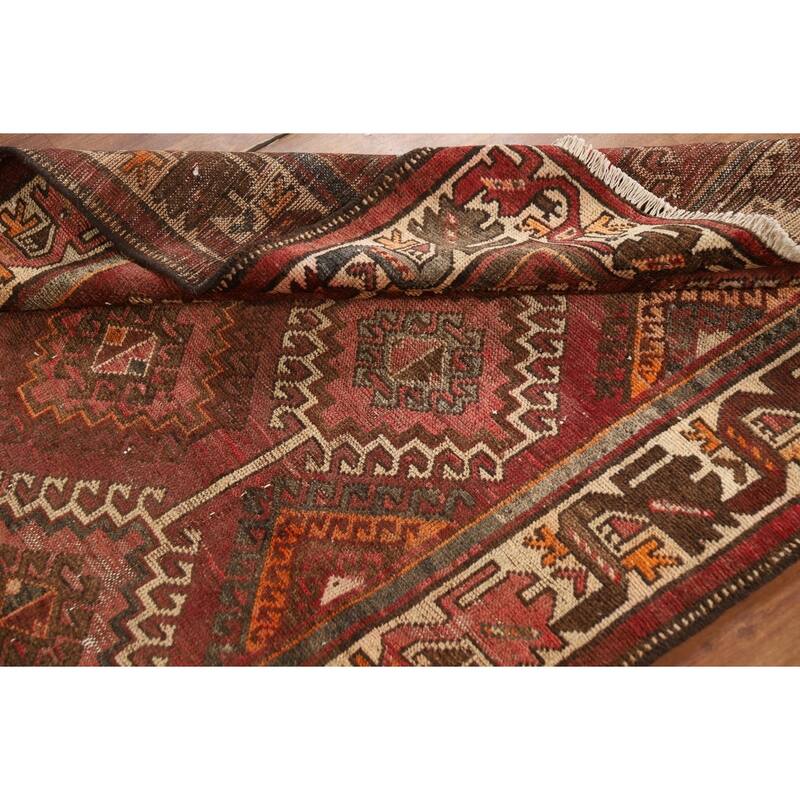 Red & Pink Geometric Bakhtiari Persian Rug Hand-Knotted Wool Carpet - 4'5" x 7'4"
