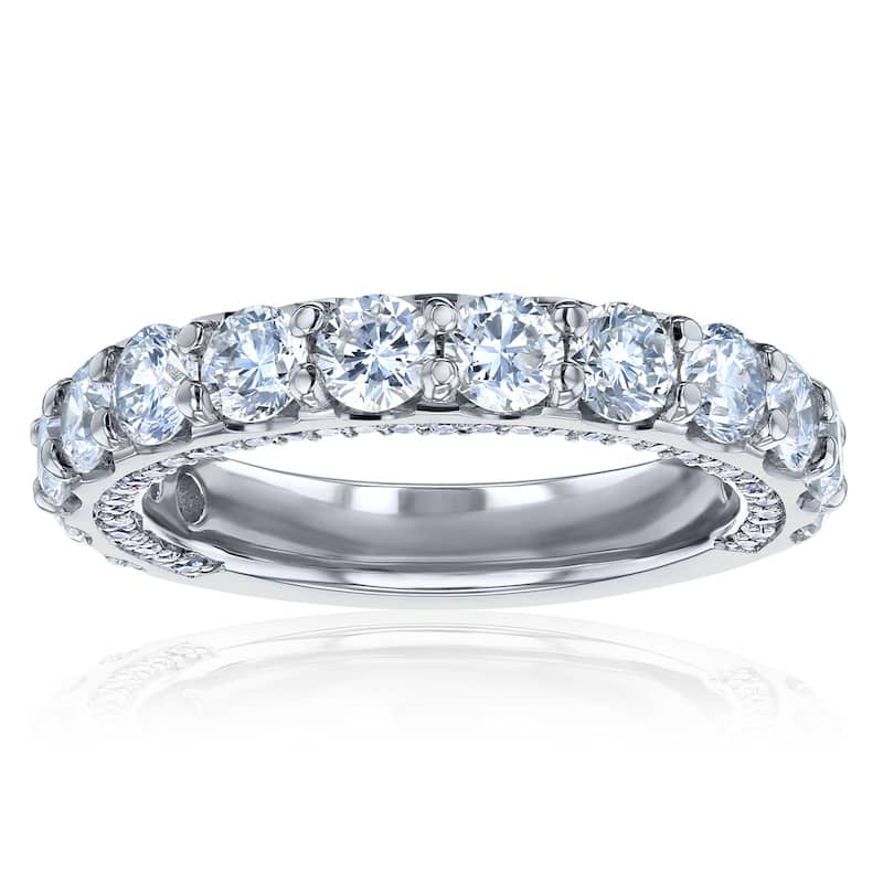 Kobelli 2.6 Carats Lab Grown Diamond 14k Solid Gold Multi Row Vera Wedding Ring (DEF/VS) - 6 - White