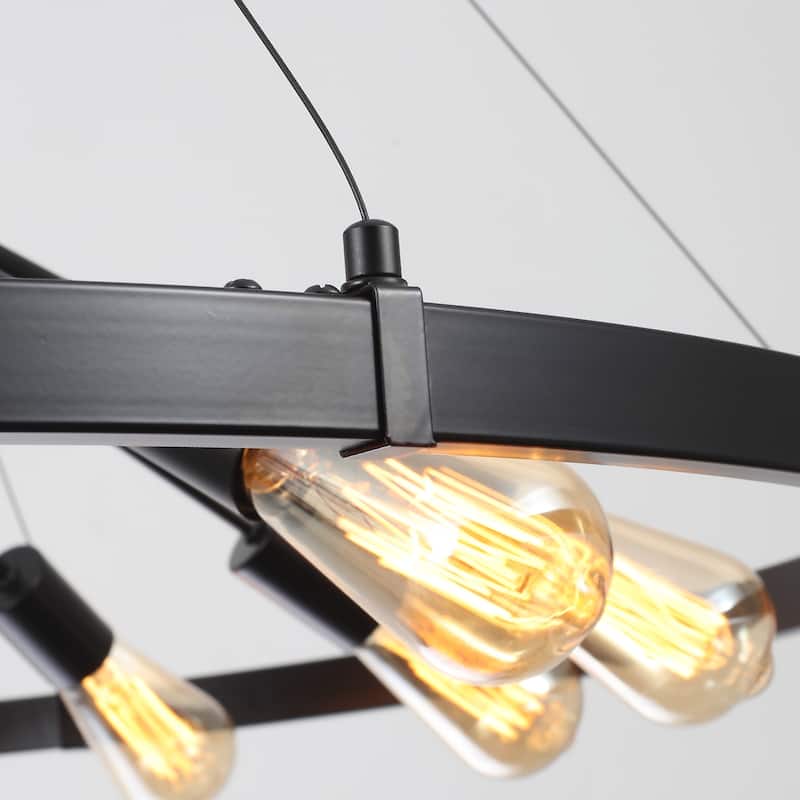 12-Light W43.3" x H90.55" Wagon Wheel Chandelier for Study Bedroom