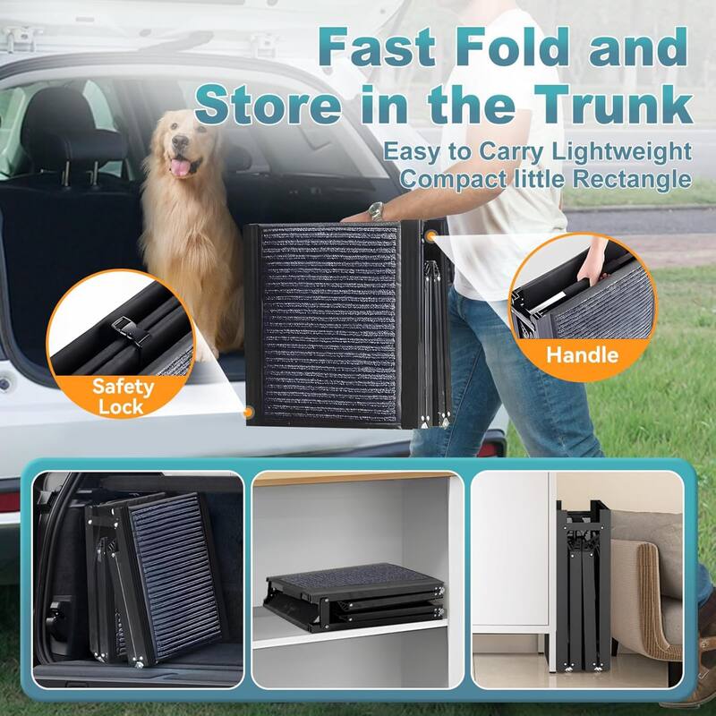 Large Dog Ramp for Car, Folding Portable Pet Ramp With Non-Slip Rug
