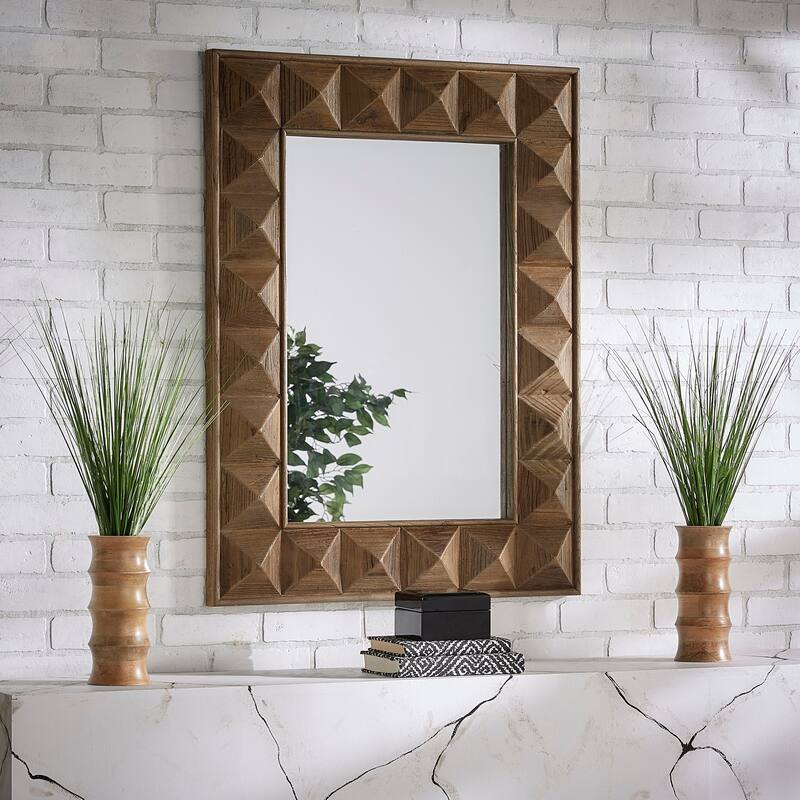Finn Rectangular Reclaimed Wood Geometric Faceted Wall Mirror by iNSPIRE Q Artisan