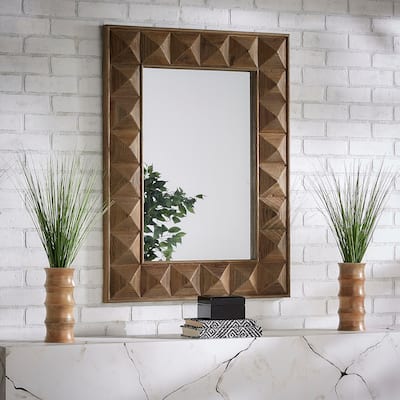 Finn Rectangular Reclaimed Wood Geometric Faceted Wall Mirror by iNSPIRE Q Artisan