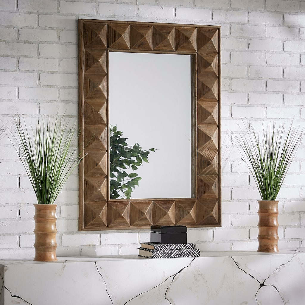 Finn Rectangular Reclaimed Wood Geometric Faceted Wall Mirror by iNSPIRE Q Artisan