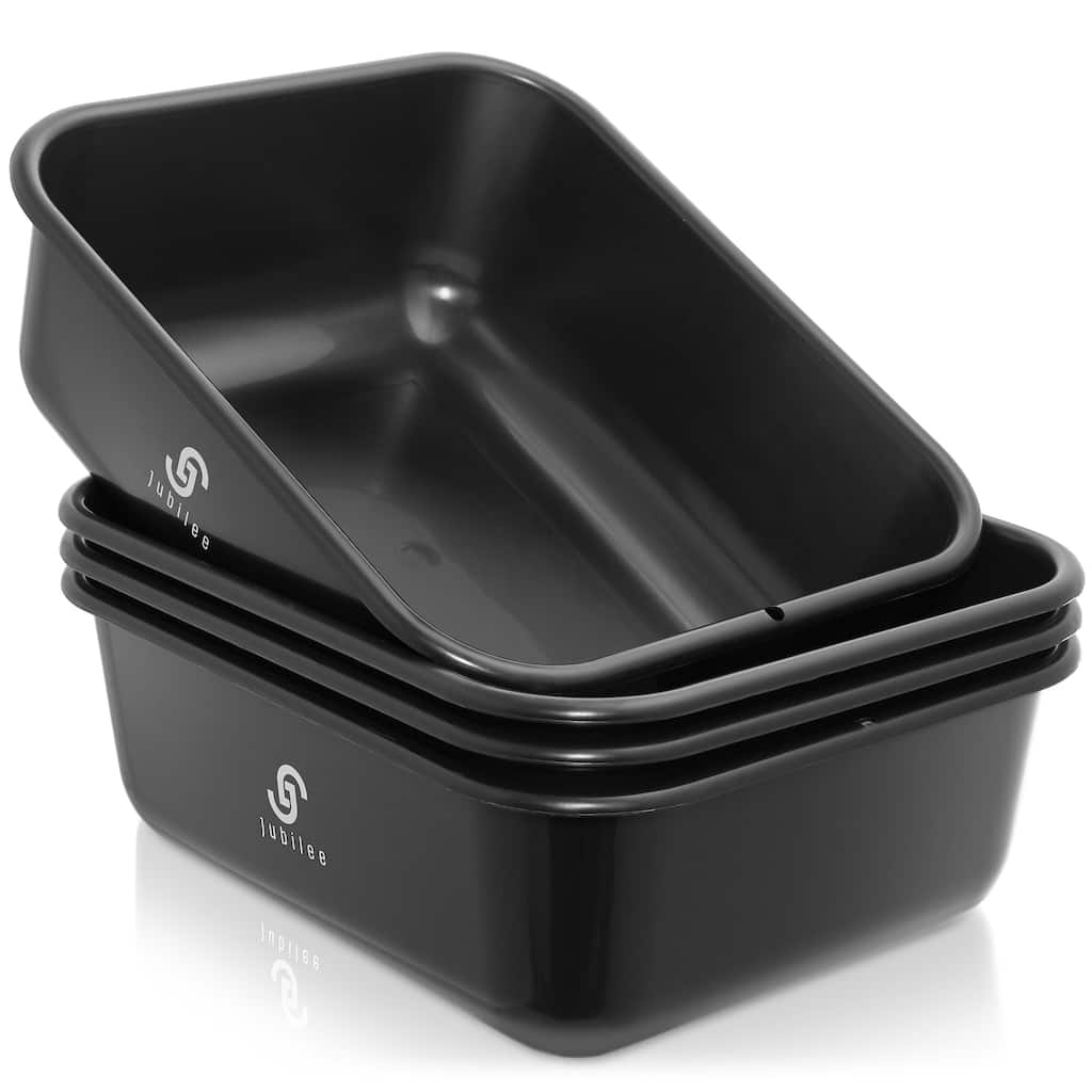 4Pk Commercial Bus Box Utility Tub Plastic Storage Dish Bin 11L - Black - 11 L