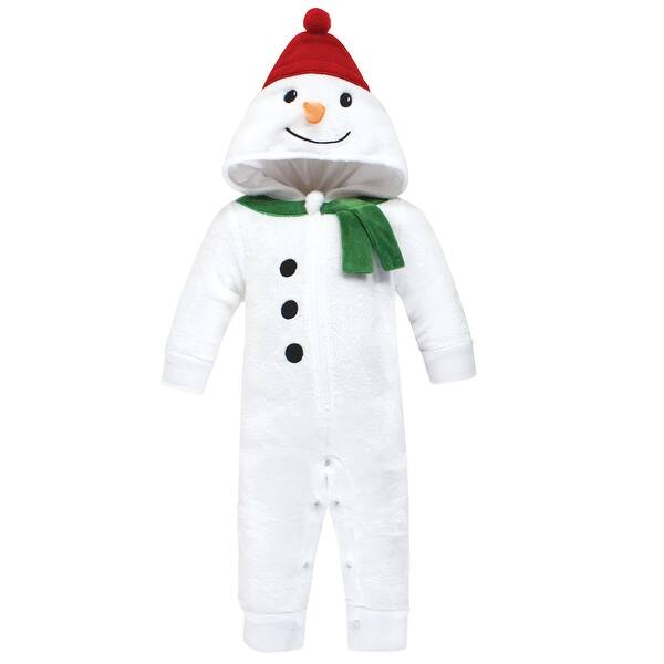 slide 1 of 1, Hudson Baby Unisex Baby Plush Jumpsuits, Snowman 0-3 Months - Snowman