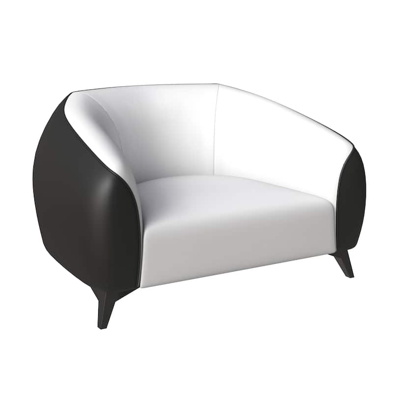 Single-Seater Sofa Armchair Upholstered in Vegan Leather with Metal Legs Opula Series by LeisureMod - Black/White