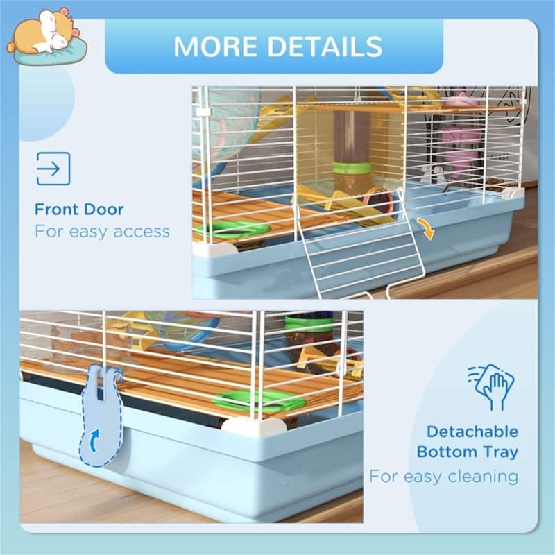 5-Tier Small Hamster Cage with Two Front Door and Multiple Pipes - 18" L x 11.75" W x 22.75" H