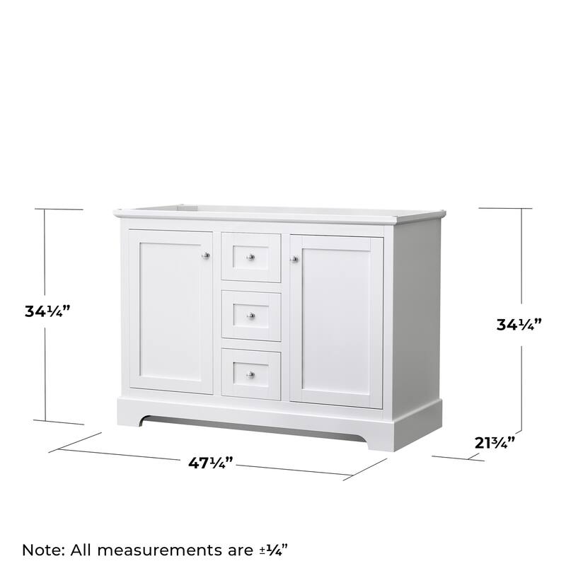 Wyndham Collection Avery 48" Double Free Standing Vanity Cabinet -