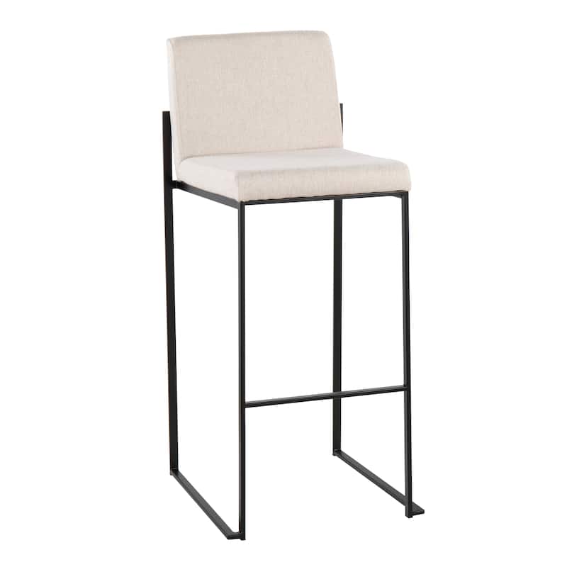 Silver Orchid Forrest High Back Bar Stool - Set of 2 - Beige Fabric & Black