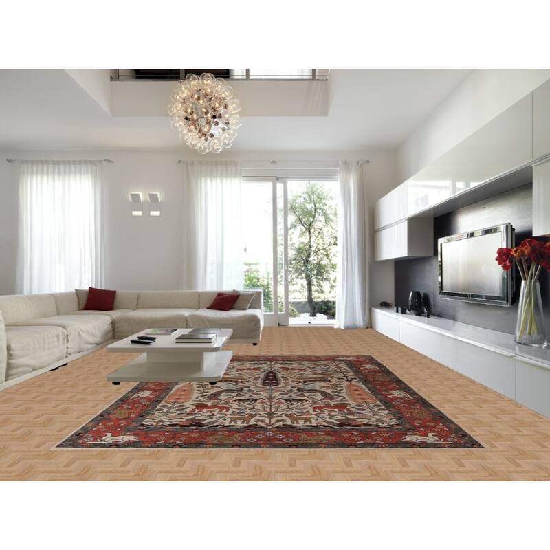 Animal Pictorial Ziegler Indian Large Area Rug Handmade Wool Carpet - 10'0"x 13'10"