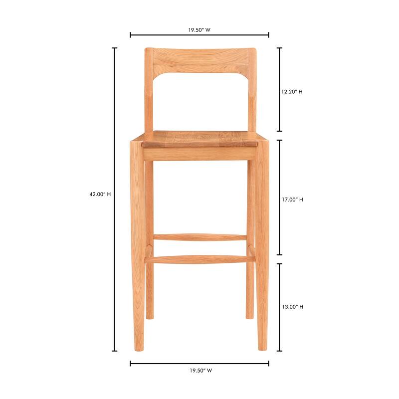 Aurelle Home Owletta Modern Solid Wood Barstool - 19.5"W x 42"H x 20"D