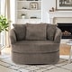 preview thumbnail 37 of 74, UIXE Oversize 43" Plush Corduroy Swivel Barrel Chair Comfy Accent Chair For Living Room Dark Camel