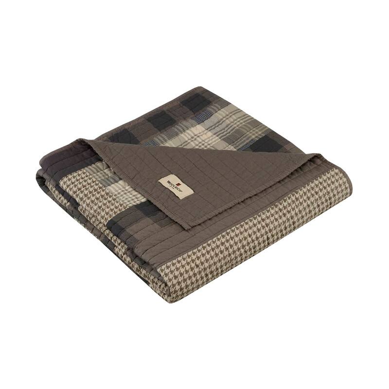 Woolrich Winter hills Tan Cotton Thread Count Printed Quilted Throw