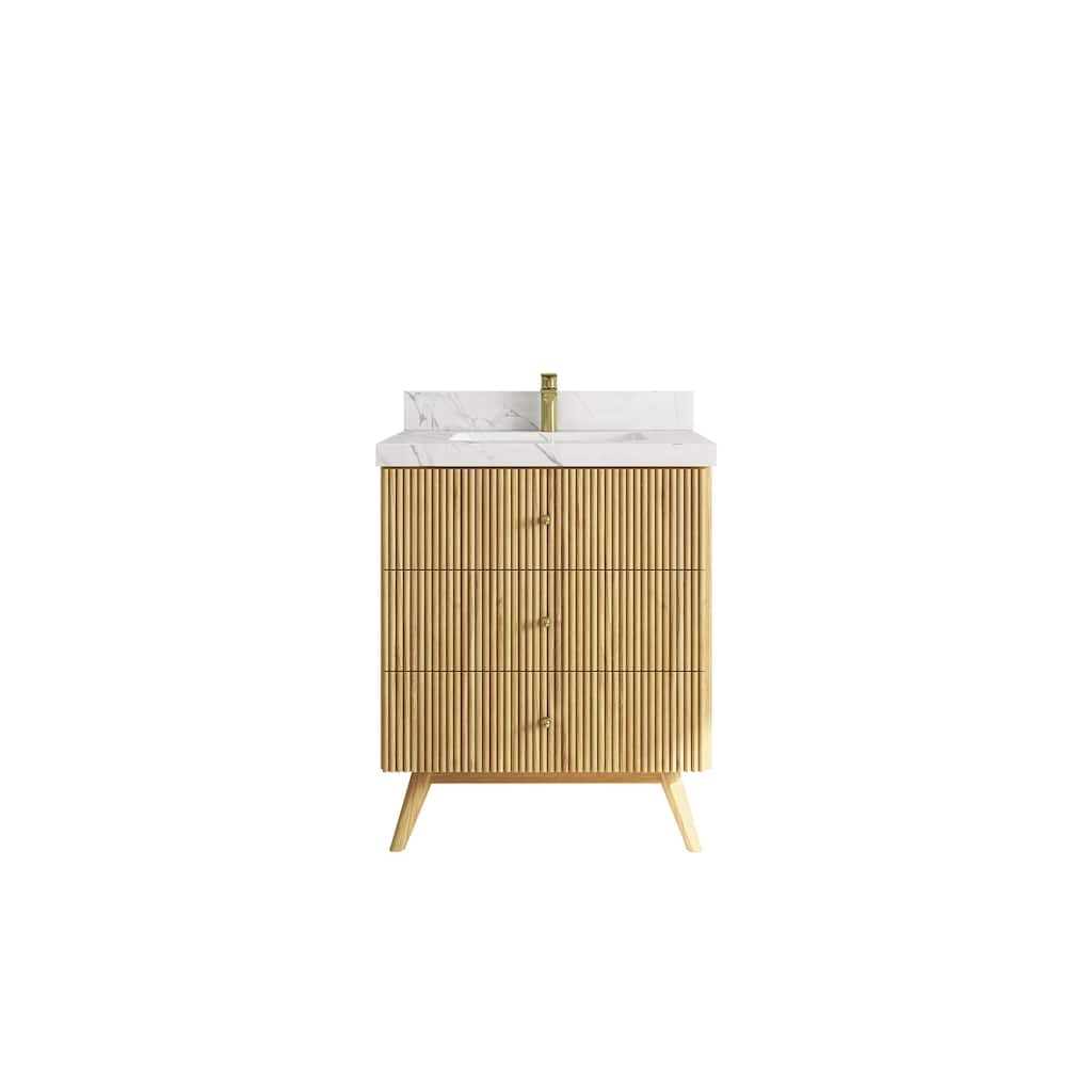 Willow Collections 30 in. W x 22 in. D Pasadena Solid Teak Single Sink Bathroom Vanity with Countertop