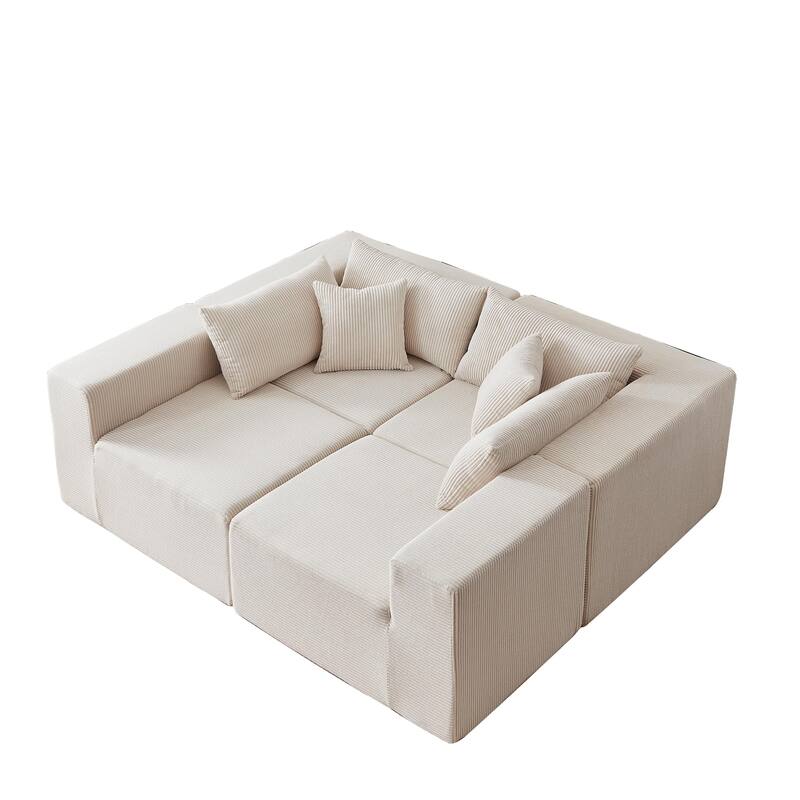 104" Corduroy L-Shaped Modular Sectional Sofa (4-Piece)