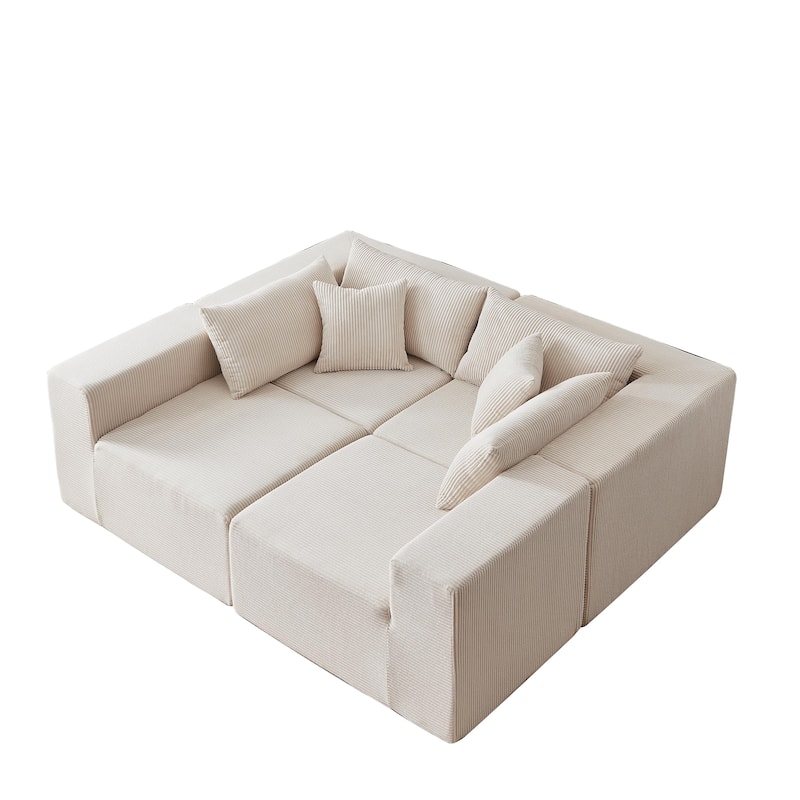 104-Inch Modular Sectional Sofa for Livingroom L Shaped Compressed Sofa, 4 Pc Free Combination Sofa Set