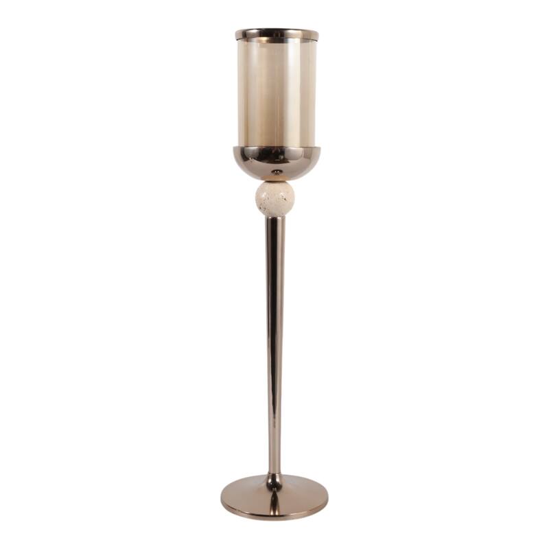 Metal Marble Floor Candle Holder Elegant Sculptural Hurricane