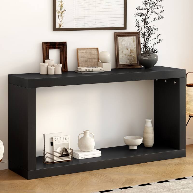 59.6" Entryway Table with Storage Shelf, Square Frame