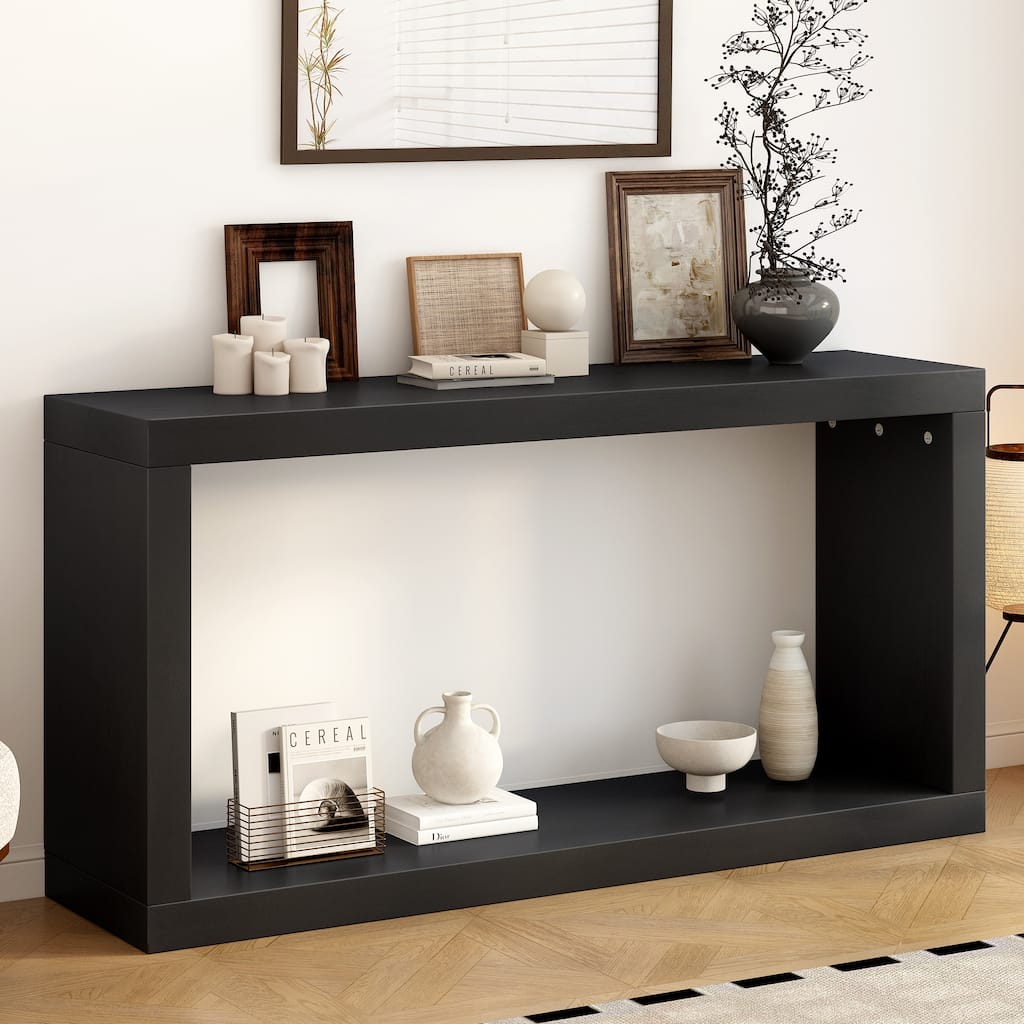 Black Entrance Table Rectangular Corridor Table for Living Room, Simple Console Table Console Tables