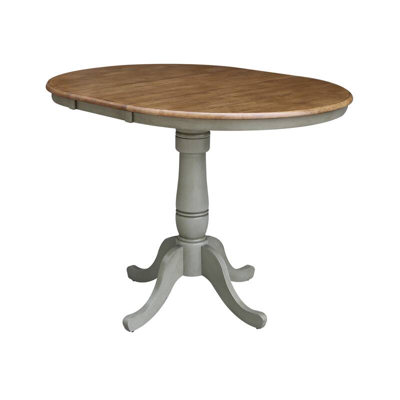 36" Round Extension Dining Table With 2 Emily Counter Height Stools - Set of 3 Pieces