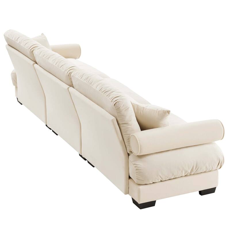 Extra Large 3-Seat Modern Sofa with Waist Pillows & Throw Pillows