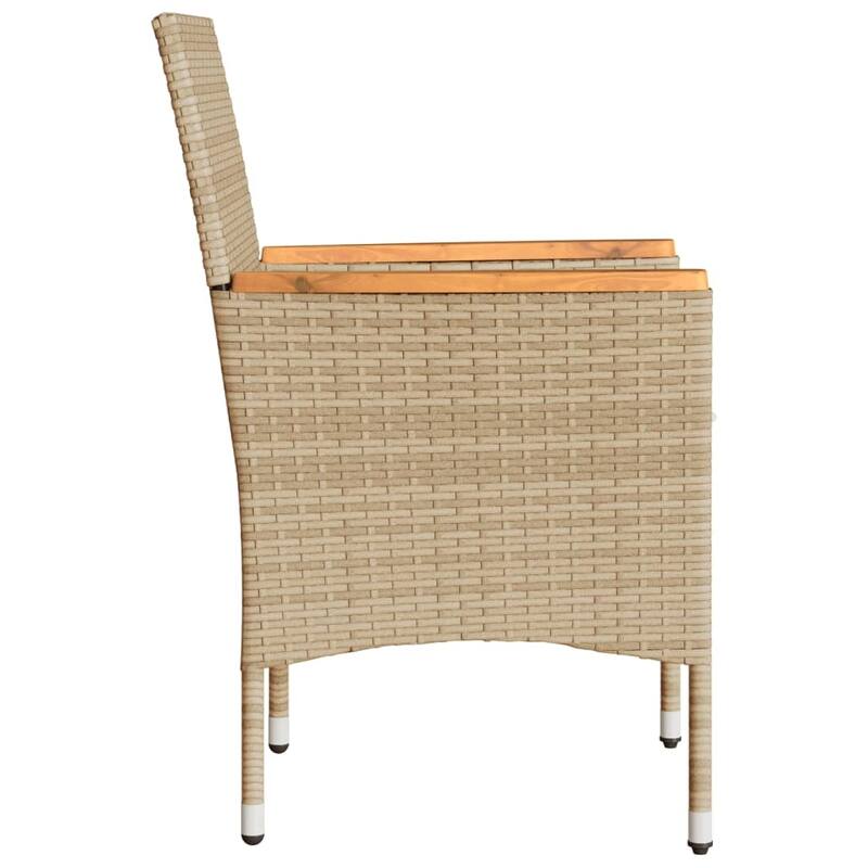 vidaXL Patio Chairs with Cushions 2 pcs Beige Poly Rattan - 20.9 x 24.0 x 32.7"