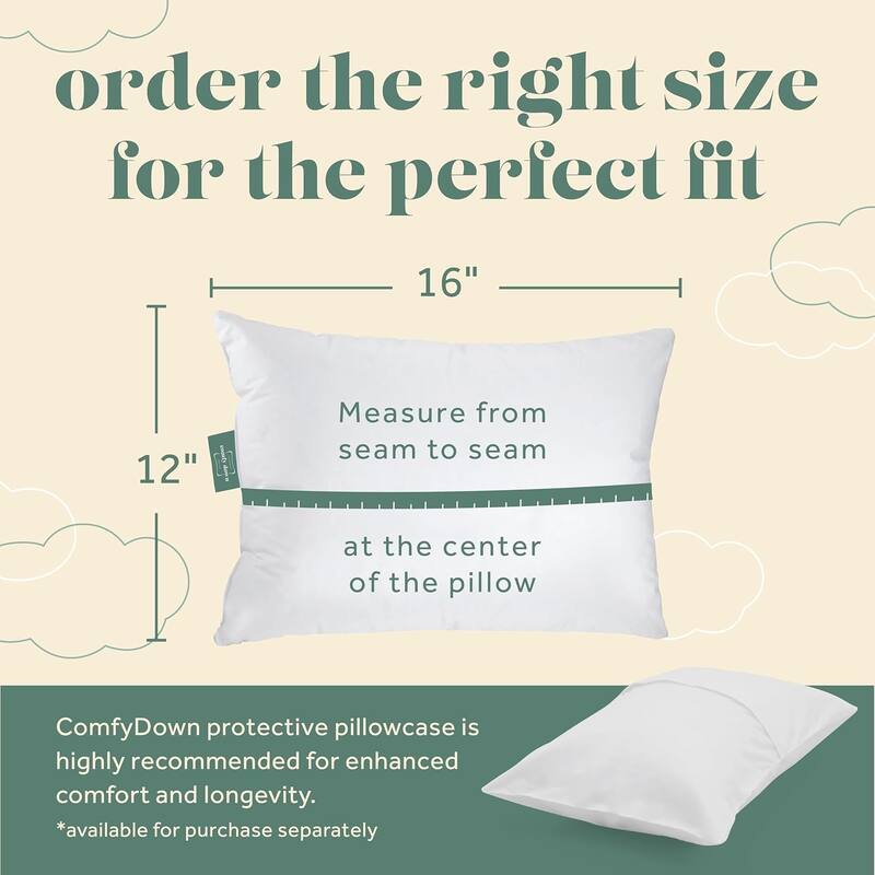 ComfyDown Toddler Pillow - Filled with 800-FP Goose Down, 300-TC Cotton Cover