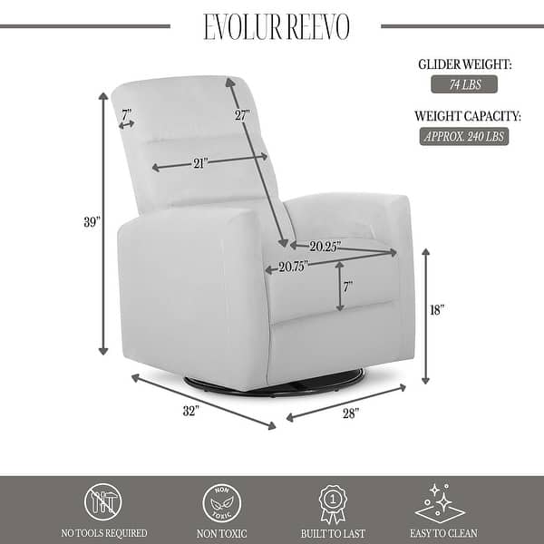 dimension image slide 0 of 2, Evolur Reevo Glider Swivel