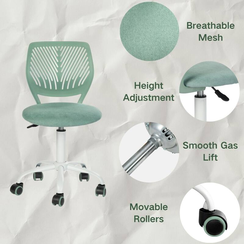 HomyLin Armless Swivel Kids Desk Chair with Mesh Padded Seating