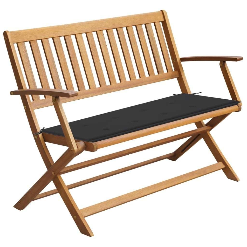 Solid Acacia Wood Folding Garden Bench with Cushion- 47.2