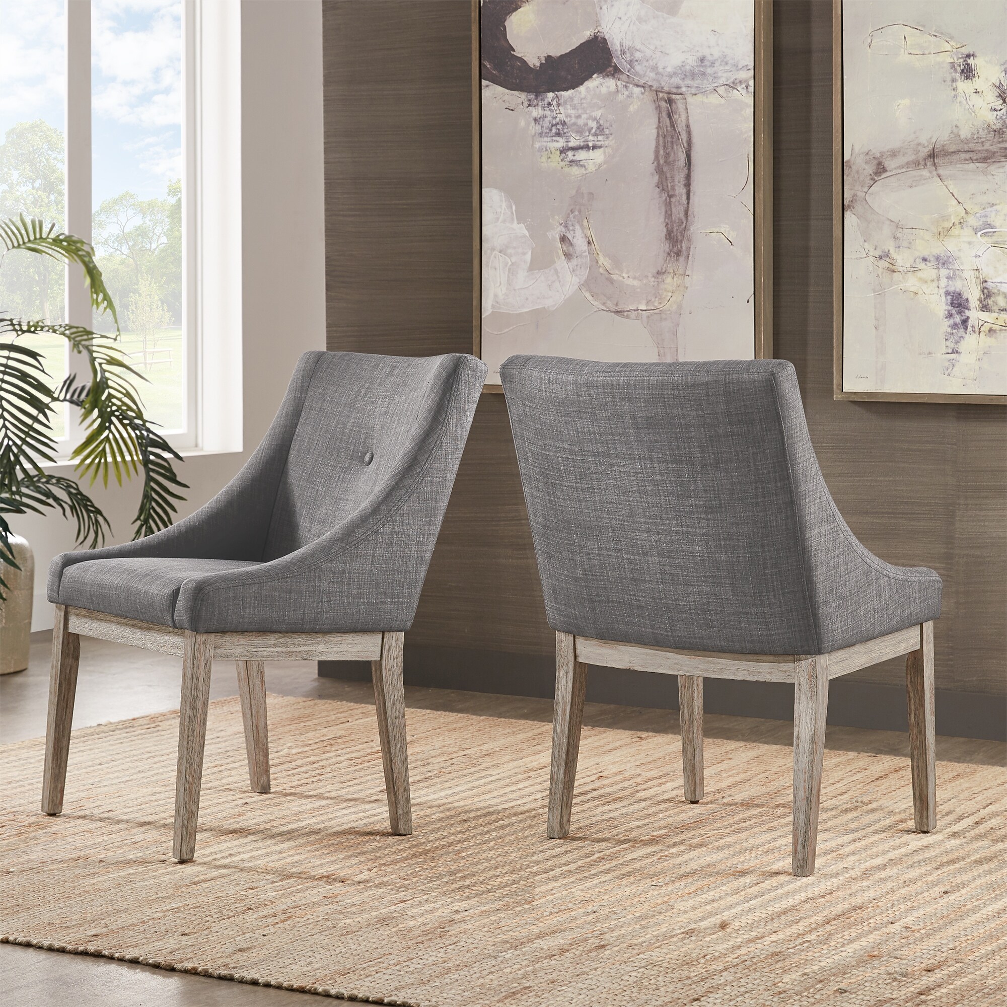 Upholstered slope arm dining sales chair