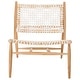 preview thumbnail 46 of 63, SAFAVIEH Bandelier Open Leather Weave Squared Accent Chair. - 26" W x 32" D x 31" H Off White/Light Oak