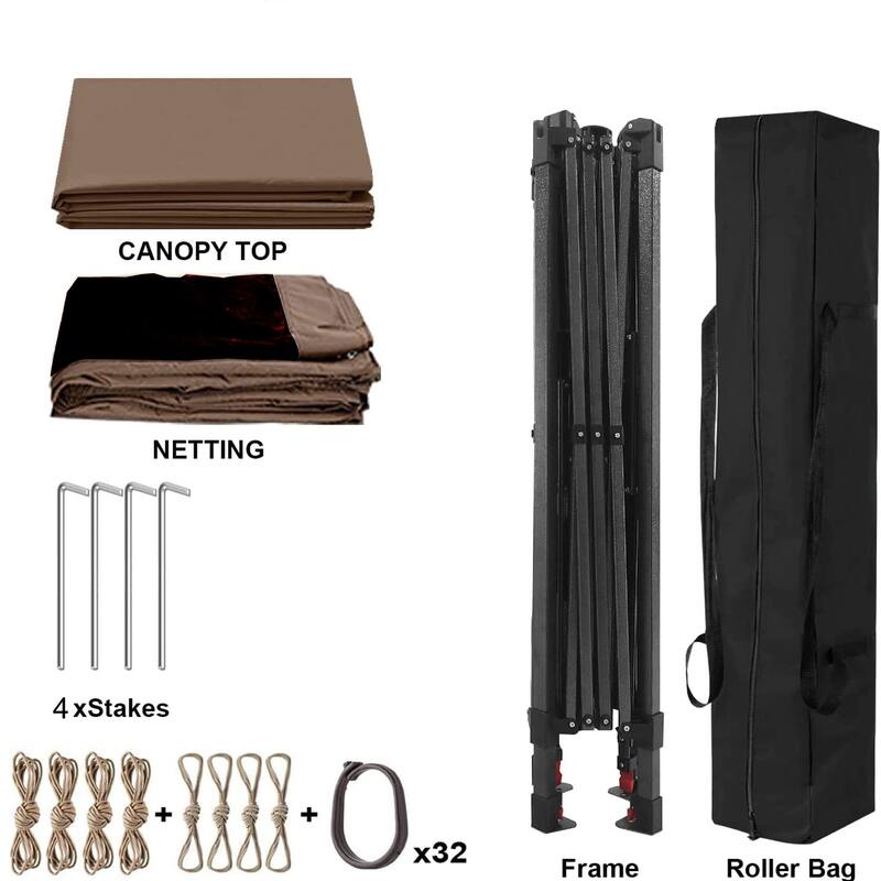 Outdoor 11x 11Ft Pop Up Gazebo Canopy With Removable Zipper Netting, 2-Tier Soft Top Event Tent For Patio with 4 Sandbags