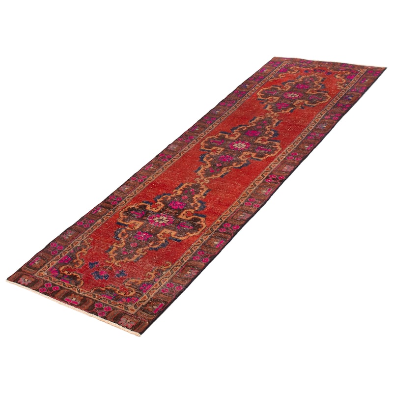 ECARPETGALLERY Hand-knotted Melis Vintage Red Wool Rug - 2'11 x 9'7