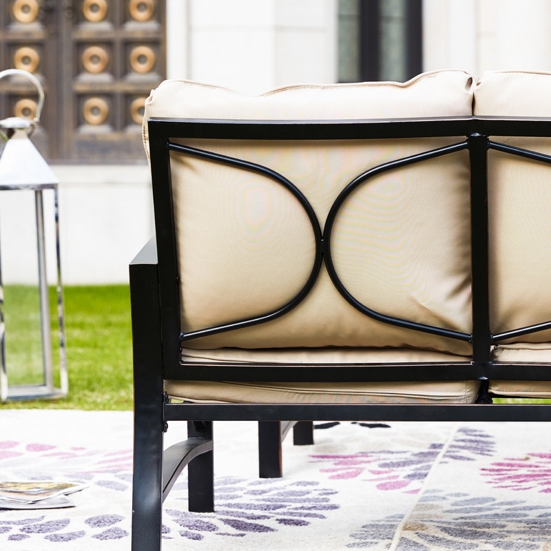 PATIO FESTIVAL 5-Piece Outdoor Loveseat and Rocker Conversation Set