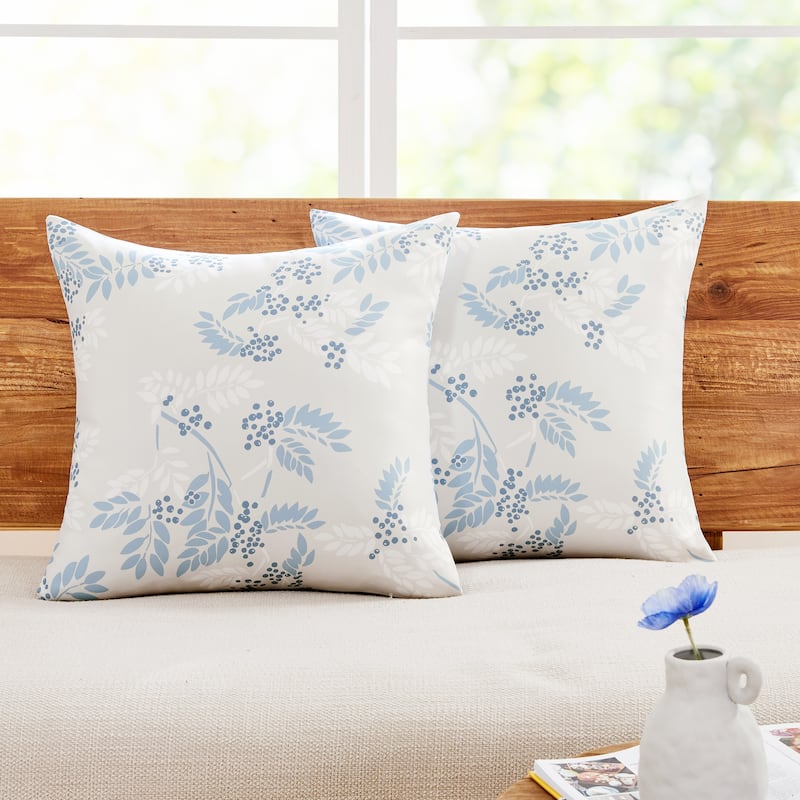 Deconovo Mountain Ash Throw Pillow Cover(Set of 2) - 18 x 18 Inch - Light Blue