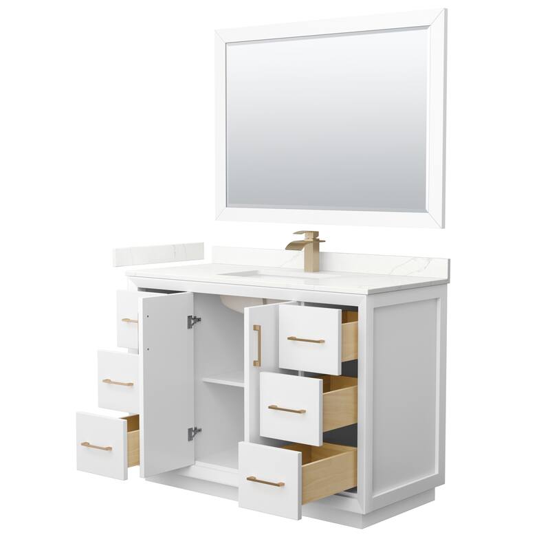 Strada 48-inch Single Vanity, Quartz Top, 46-inch Mirror