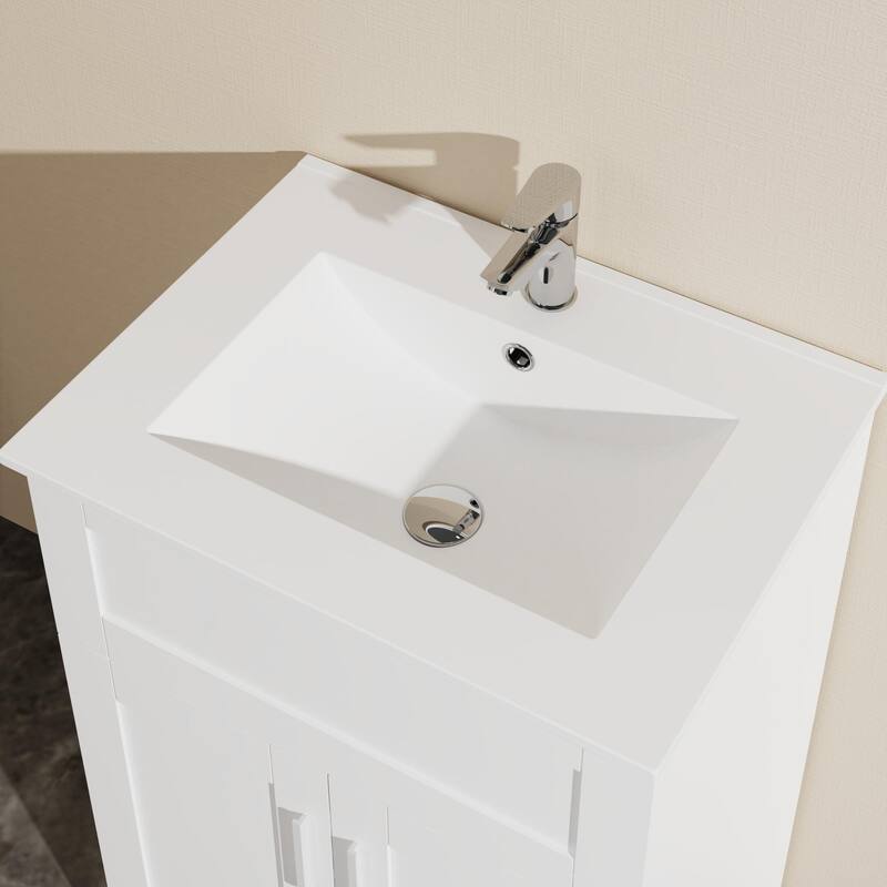 24" Sink Bathroom Vanity Laundry Cabinet Combo, White