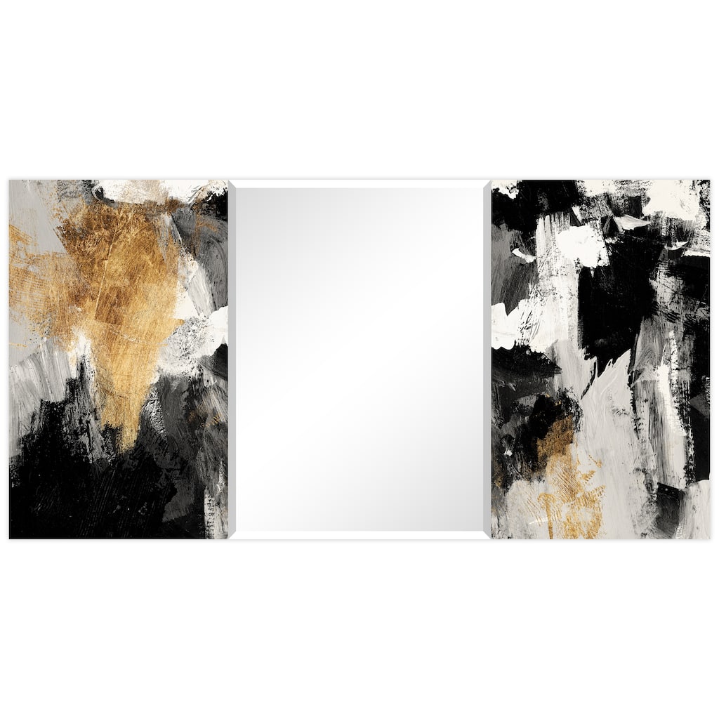 "Grey Skies" Rectangular Beveled Mirror on Free Floating Printed Tempered Art Glass - Clear - 32 x 64