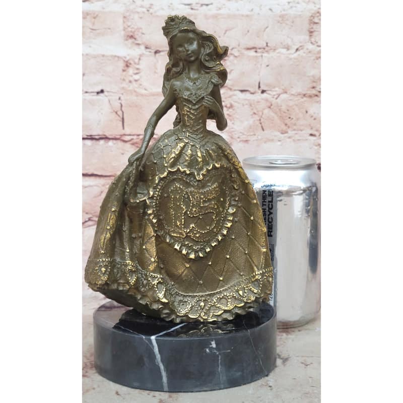 15Th Birthday Bronze Sculpture – Elegant Quinceañera Girl In Dress