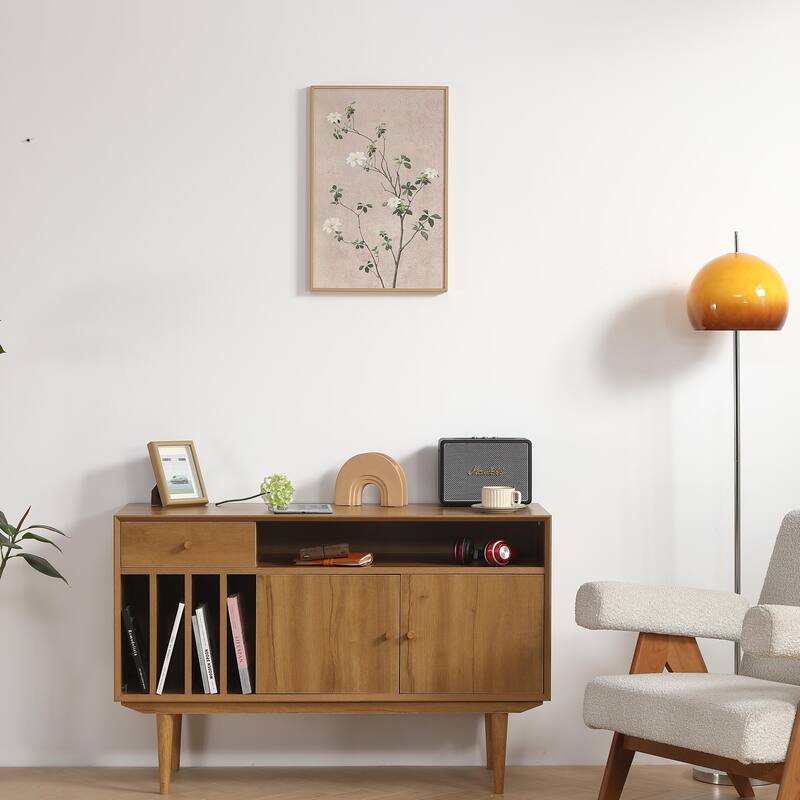 Sophisticated Turntable Cabinet with Versatile Storage and Sturdy Build