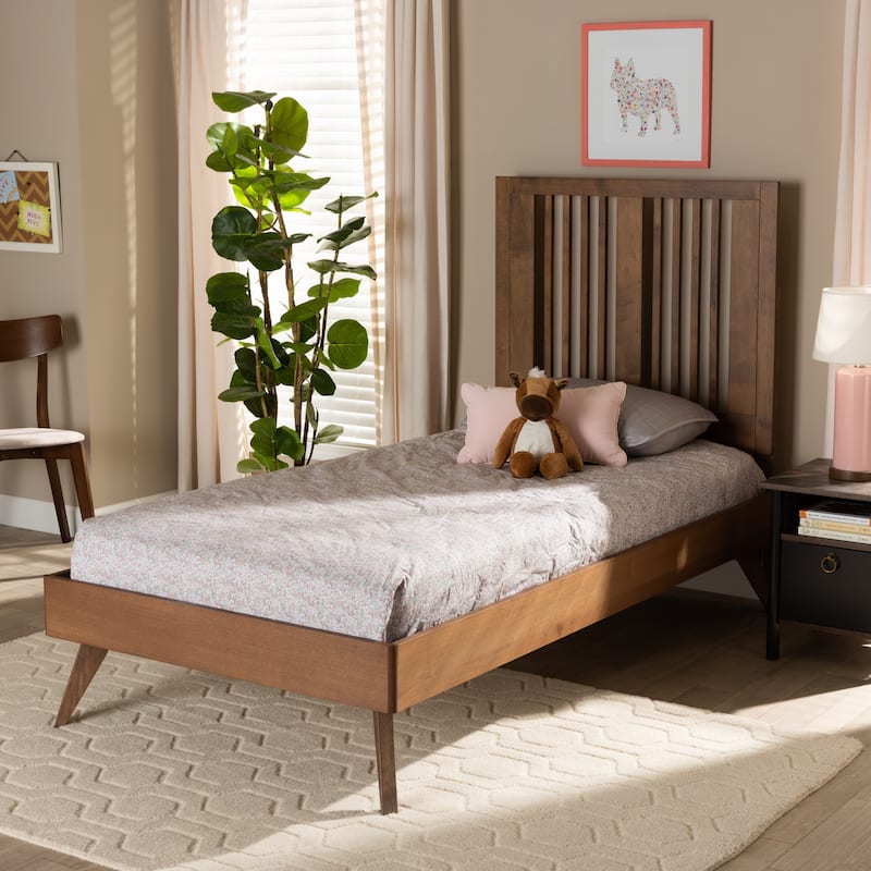 Takeo Transitional Ash Walnut Finished Wood Platform Bed