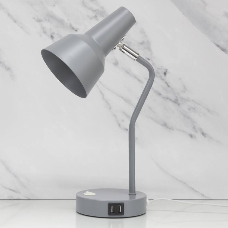 Gooseneck Desk Lamp with Adjustable Shade - 15.25" - Gray