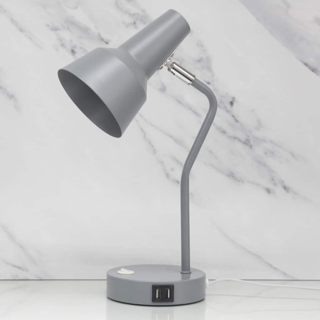 Gooseneck Desk Lamp with Adjustable Shade - 15.25" - Gray